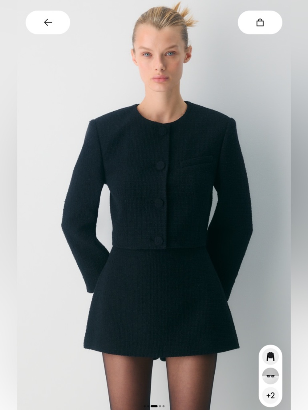 Aritzia Aquire Cropped Black Tweed Jacket - Women